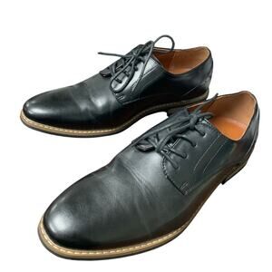 Silent Care Mens Size 8.5 Black Faux Leather Lace Up Classic Oxford Formal Shoes